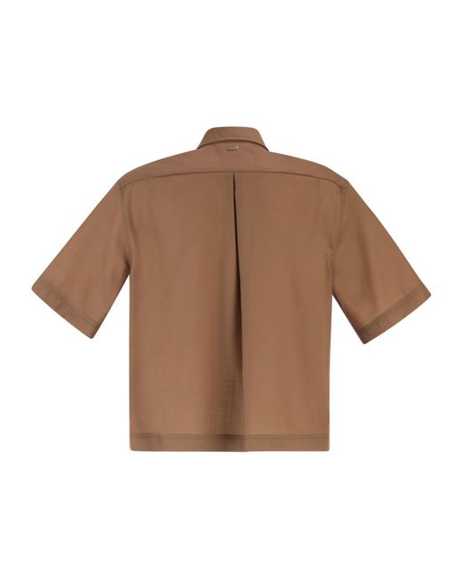 Herno Brown Logo Plaque Shirt