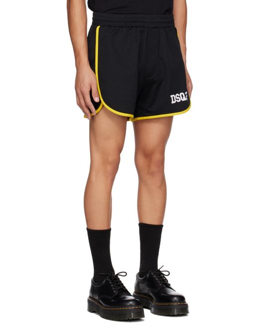 DSquared² Black Logo-Print Track Shorts for men