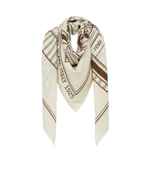 Fendi White Logo Detailed Square Scarf for men