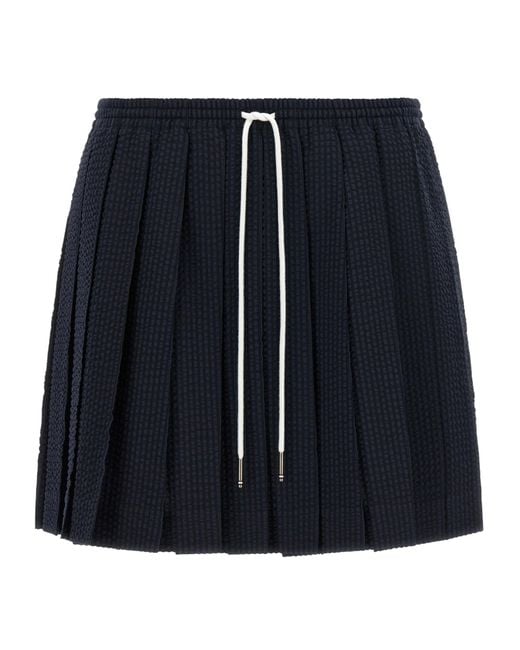 Thom Browne Blue Drawstring Pleated Mini Skirt