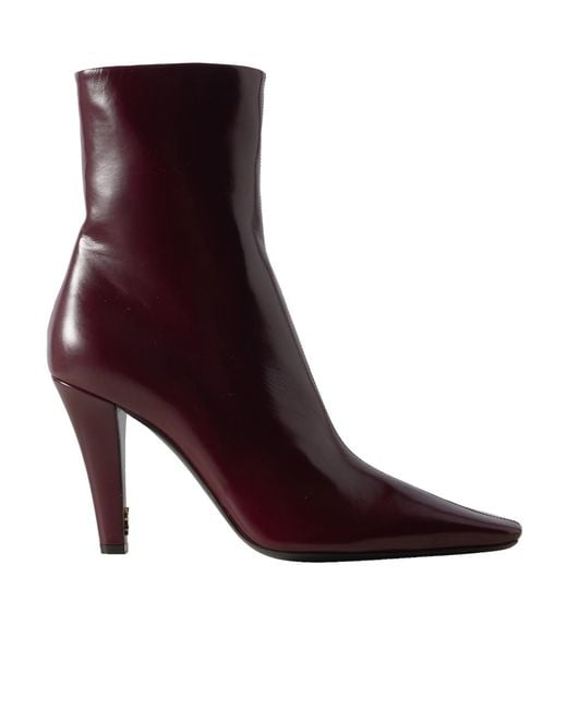 Saint Laurent Purple Jill Square Pointed Toe Ankle Boots