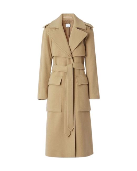 Burberry Natural Pocket Detail Cashmere Trench Coat