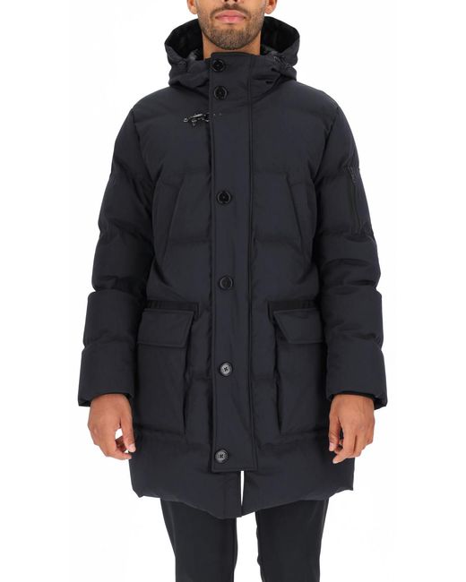 Fay Blue Quilted Parka Coat for men