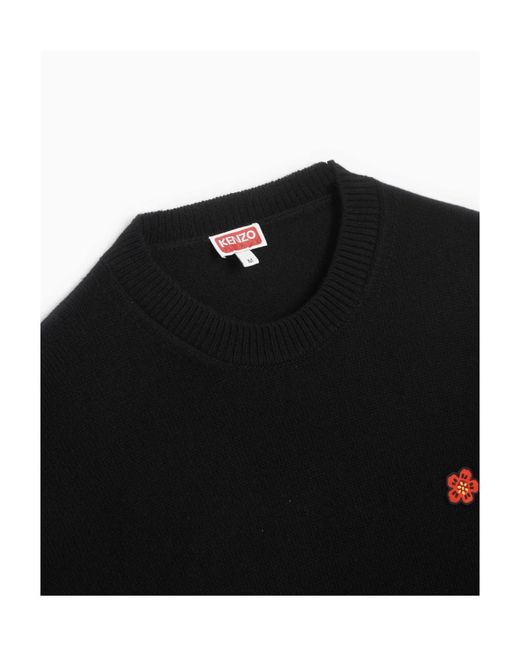 KENZO Black Boke Flower Crewneck Knitted Jumper for men