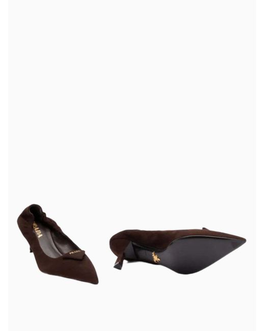 Prada Brown Suede Pointed-Toe Pumps
