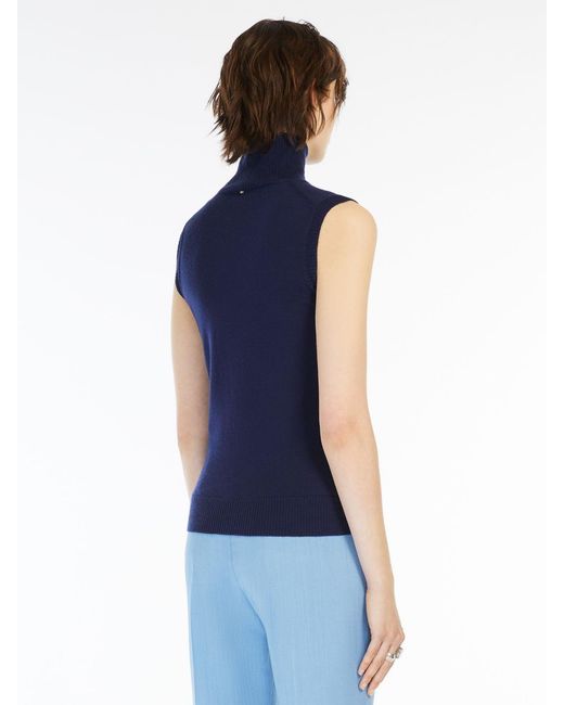 Sportmax Blue Ardenza Roll Neck Sleeveless Vest
