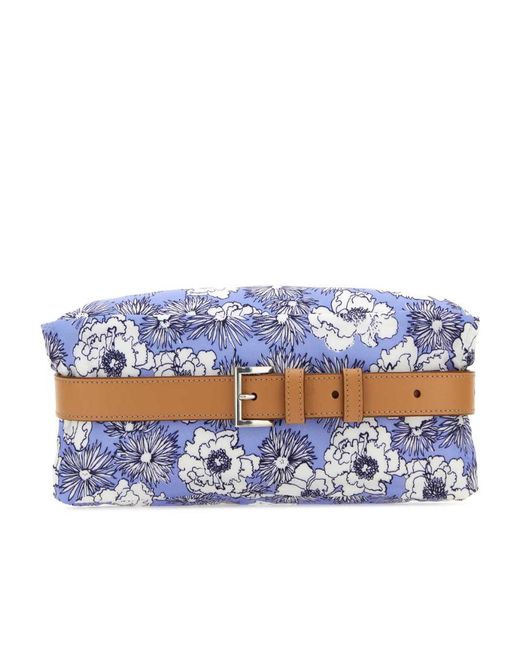 Prada Blue Floral-Print Belt Bag for men