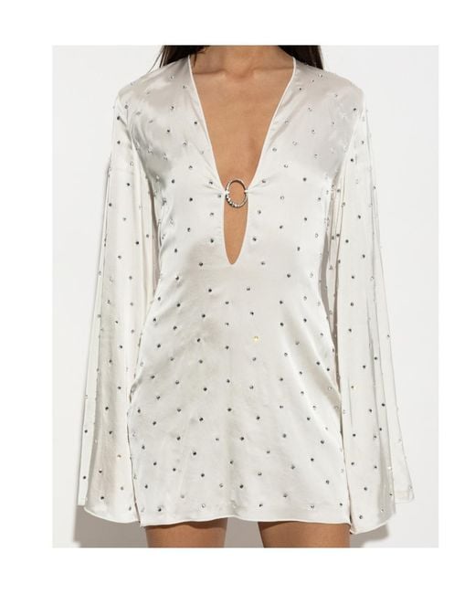 Oseree White Oséree Crystal-Embellished Mini Dress