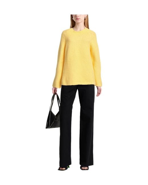 Weekend by Maxmara Yellow Solid Wool Knit Sweater