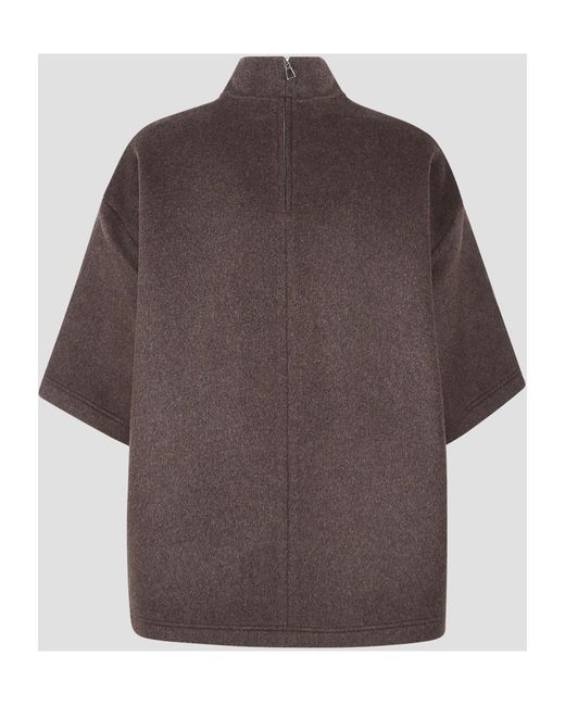 Frankie Shop Brown Stand-Up Collar Knitwear