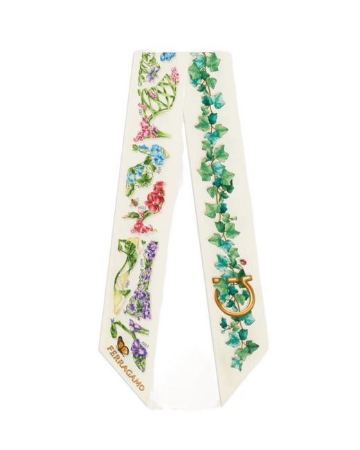 Ferragamo White Printed Flower Headband