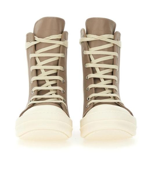 Rick Owens Natural High-Top Sneakers
