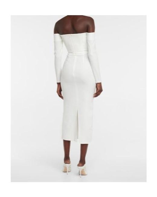Alex Perry White Bridal Tate Stretch-Crepe Midi Dress