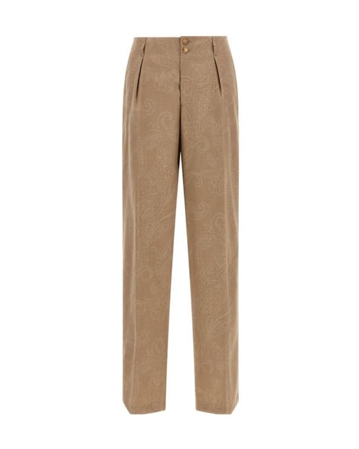 Etro Natural Button-Detail Casual Trousers
