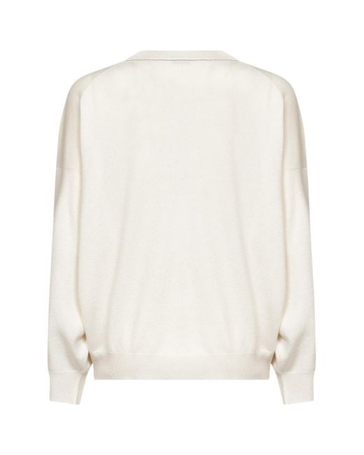 Brunello Cucinelli White Long-Sleeved Sweater