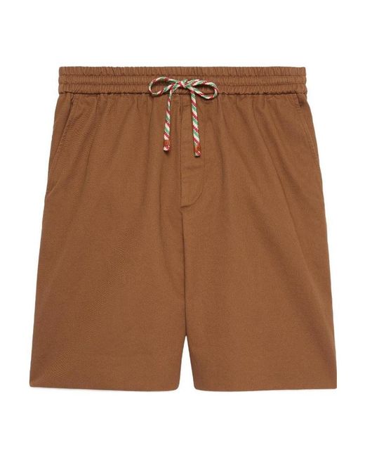Gucci Brown Logo-Stamp Drawstring Shorts for men