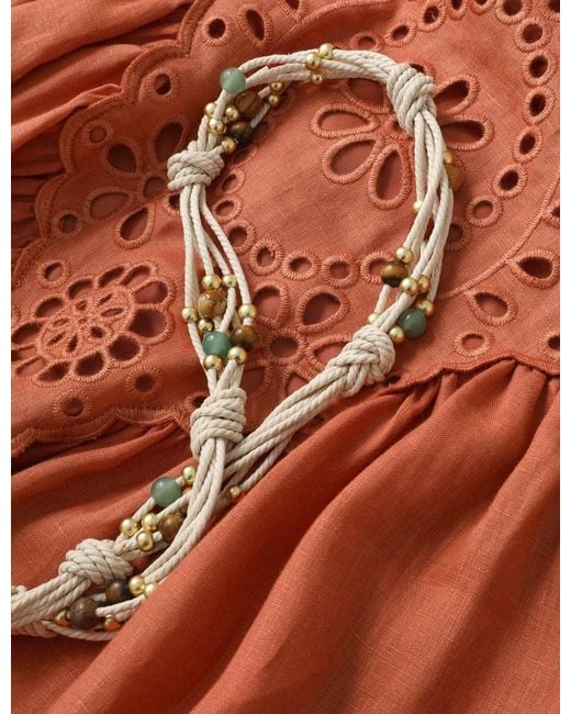Zimmermann Orange Awaken Embroidered Midi Dress