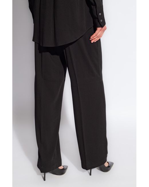 Fabiana Filippi Black Elasticated Waistband Straight Crepe Trousers