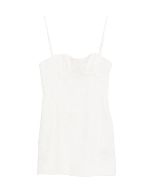 Sir White Embroidered Spaghetti-Strap Mini Dress