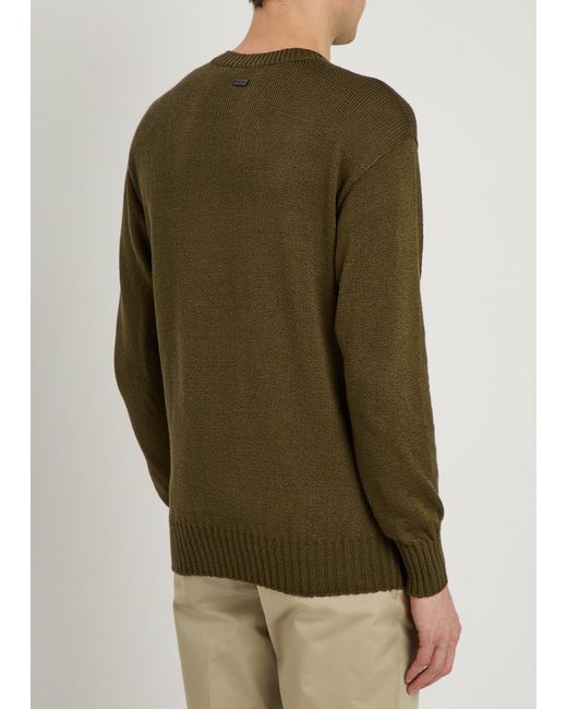 Tod's Green Crew-Neck Cotton-Knit Jumper for men