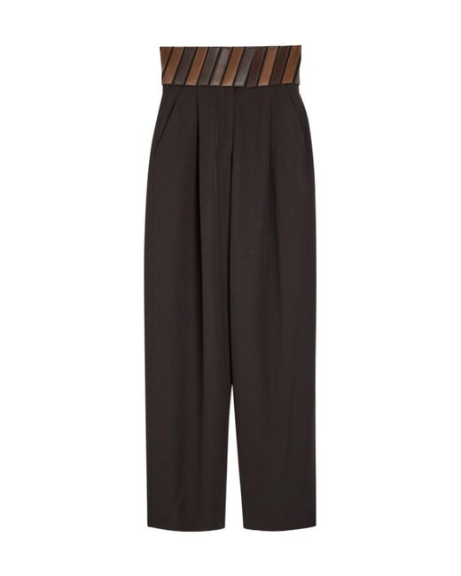 Alaïa Black Panelled Belted Wool Trousers