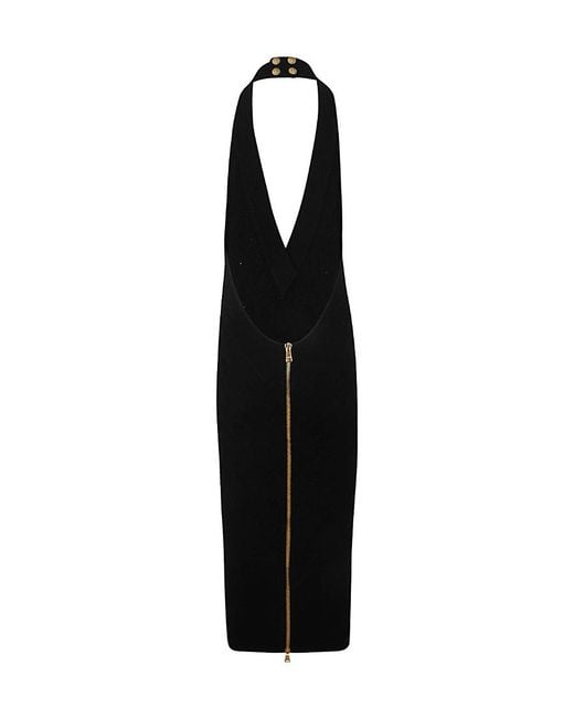 Balmain Black Halterneck Knit Midi Dress