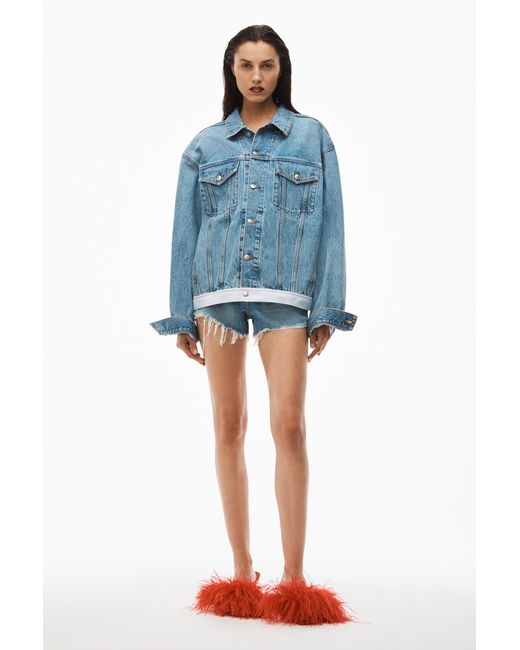 Alexander Wang Blue Logo-Hem Denim Trucker Jacket