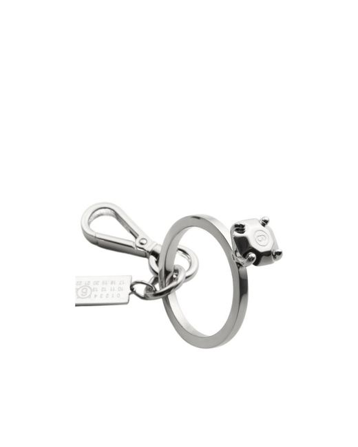 MM6 by Maison Margiela White Polished Palladium Clip Keyring for men