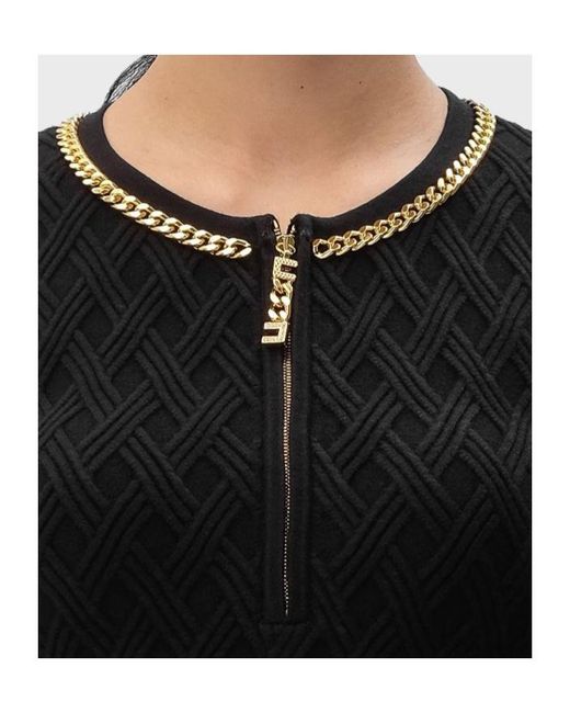 Elisabetta Franchi Black Diamond Pattern Knitted Mini Dress