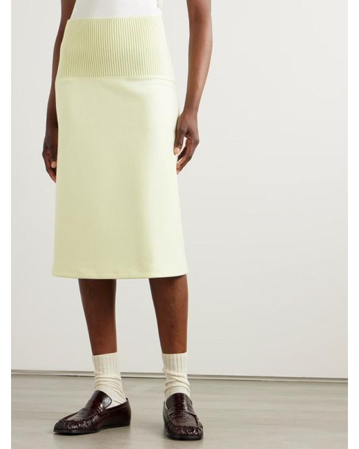 Jil Sander Natural Ribbed Midi Skirt