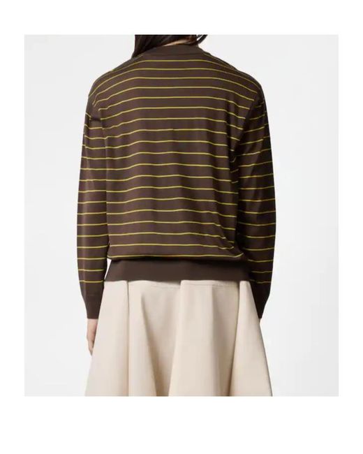 Tod's Brown Long-Sleeve Striped Sweater