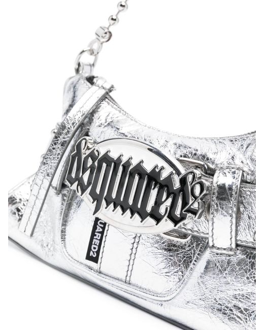 DSquared² White Gothic Logo-Plaque Zipped Clutch Bag