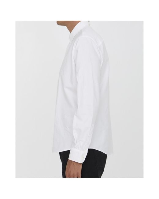 AMI White Logo Embroidered Long Sleeved Shirt for men