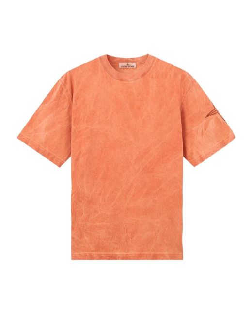 Stone Island Orange Regular-Fit Pigment-Dyed T-Shirt for men