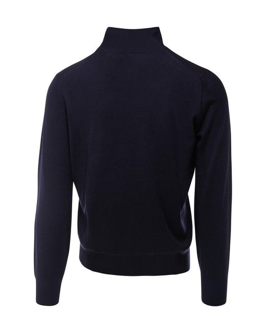 Brunello Cucinelli Blue Wool And Cashmere Zipped Cardigan for men