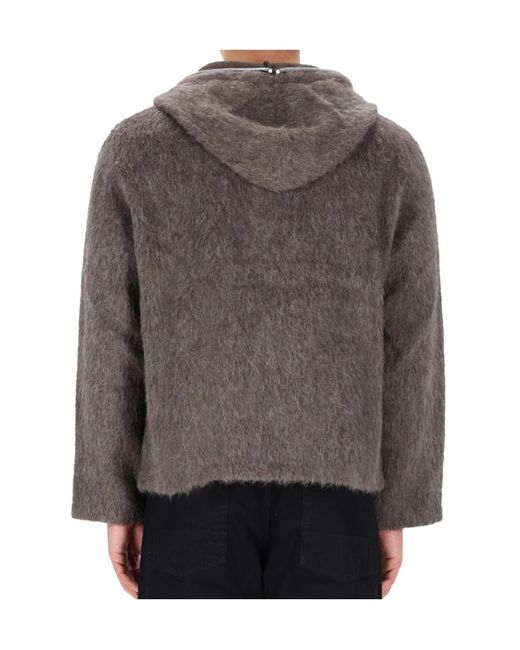 Our Legacy Brown Fuzzy Full-Zip Hooded Sweater for men
