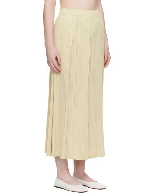 Pleats Please Issey Miyake Natural Pleated Midi Skirt