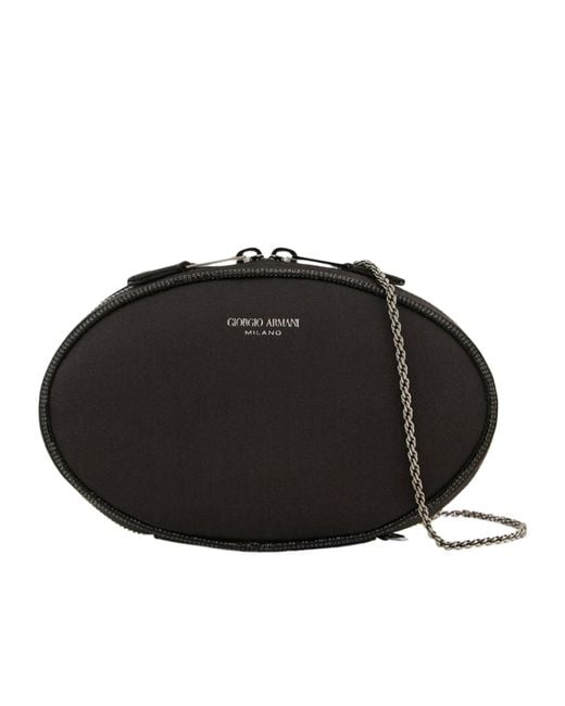 Giorgio Armani Black Chain-Link Clutch Bag