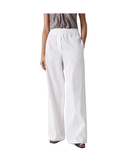 Brunello Cucinelli White Exposed-Seam Palazzo Trousers