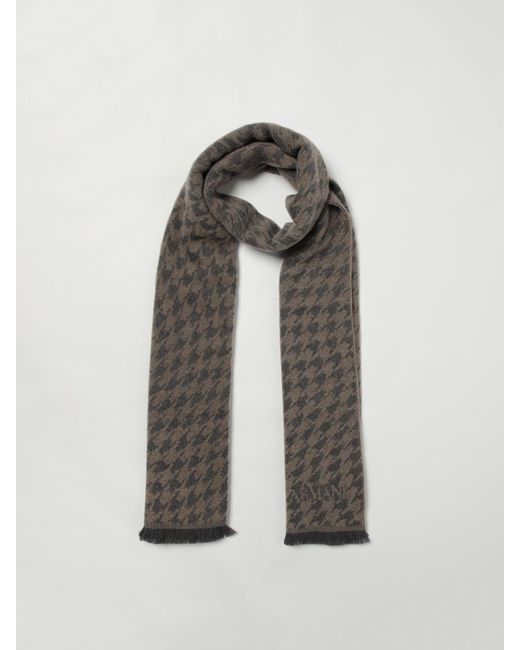 Emporio Armani Gray Houndstooth Wool Scarf