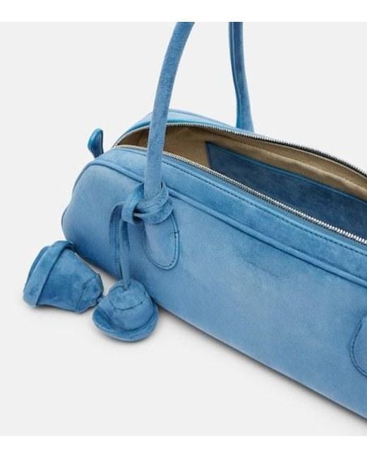 Magda Butrym Blue Brigitte Trapeze Suede Shoulder Bag