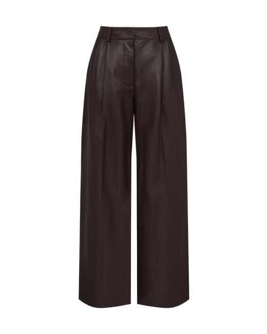 Zimmermann Brown Illustration Wide-Leg Leather Pants