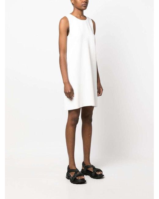 Jil Sander White Round Neck Sleeveless Shift Dress