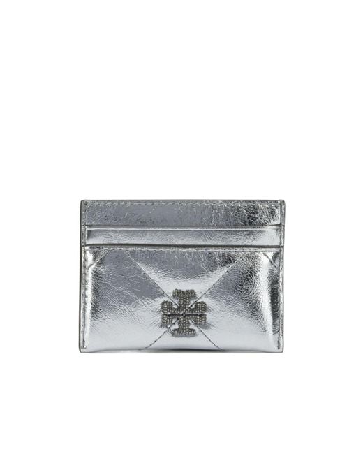 Tory Burch Gray Logo-Embellished Card Holder