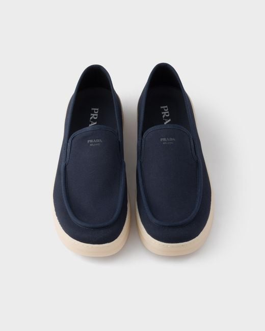 Prada Blue Fabric Loafers for men