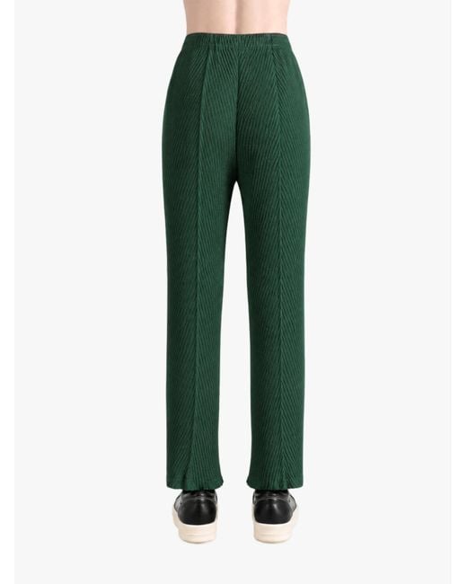 Issey Miyake Green Straight-Leg Pleats Pants
