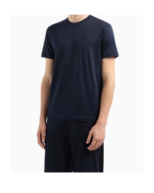 Giorgio Armani Blue Crew-Neck Short-Sleeve T-Shirt for men