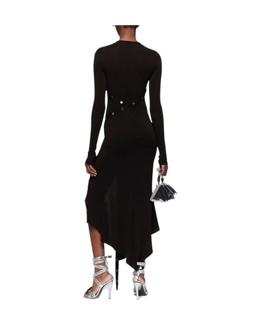 The Attico Black The Asymmetric Convertible Long-Sleeved Midi Dress