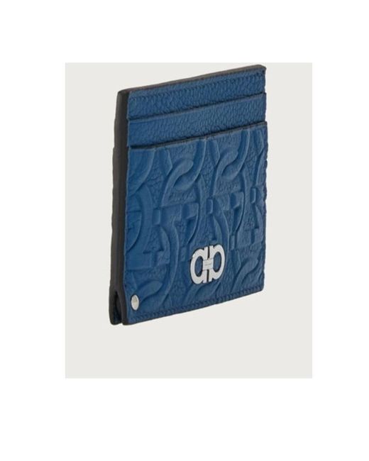 Ferragamo Blue Logo Card Bag for men