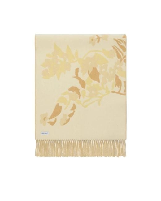 Burberry Natural Wide Floral Ekd Cashmere Scarf